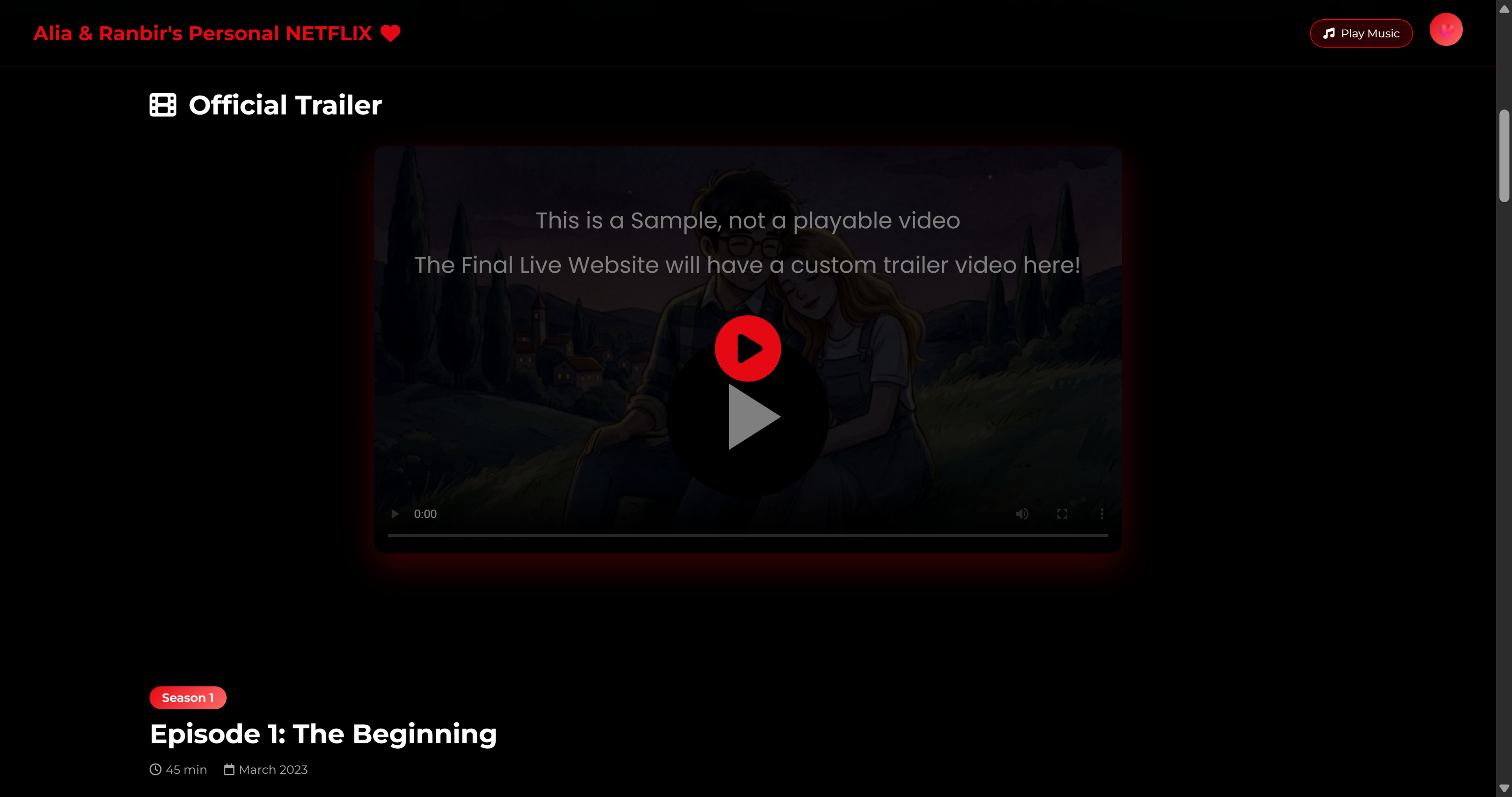 Netflix Themed Custom Website