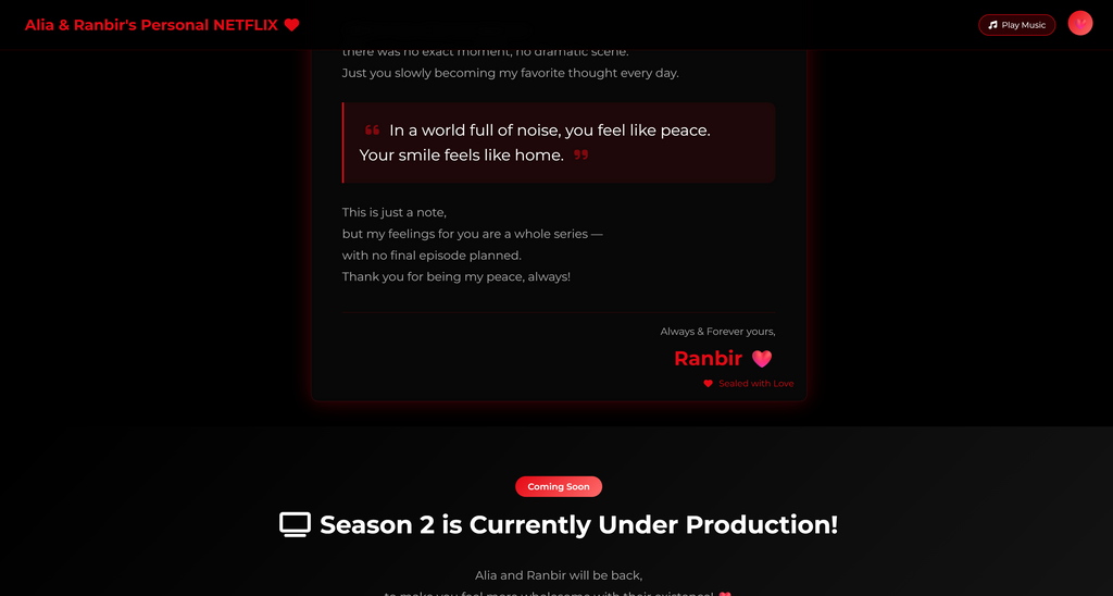 Netflix Themed Custom Website